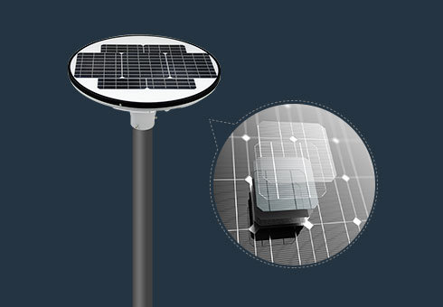 Lumières solaires au sol rond