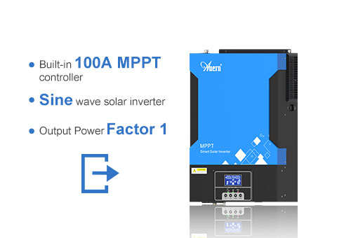 Contrôleur MPPT 100A intégré, onduleur solaire à onde sinusoïdale pure, facteur de puissance de sortie 1.