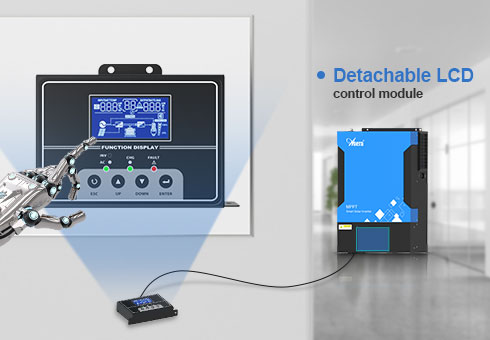 Module de commande LCD détachable, et peut être converti à une utilisation de panneau à distance, avec des rallonges de différentes longueurs.