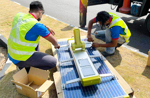 Projet de réverbère solaire mono double face 150W en Malaisie