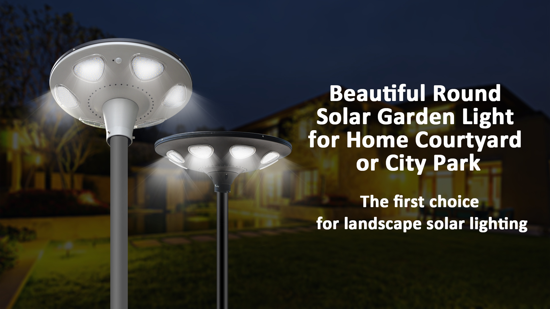 Belle lumière solaire ronde de jardin pour la cour de la maison ou le parc de la ville
