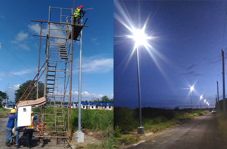 AN-SL projet d'éclairage de rue solaire municipal 100W aux Philippines