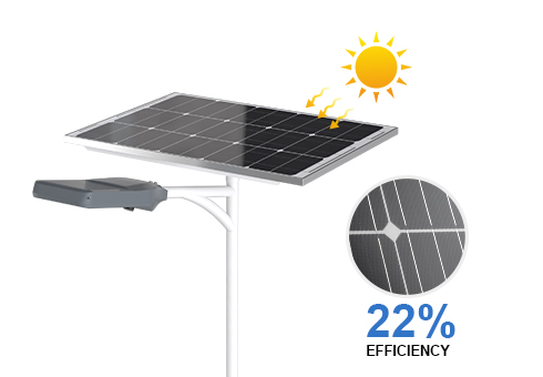 Panneaux solaires monocristallins avec un taux de conversion à haut rendement 18% 20%, qui peut également être chargé dans des environnements à faible luminosité, une charge intelligente pendant la journée et des lumières intelligentes la nuit.