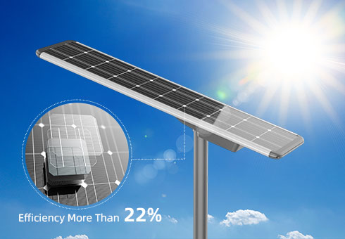 Équipé d'un panneau solaire mono avec une efficacité de conversion photoélectrique élevée de 22% et performant dans les environnements à forte chaleur et à faible luminosité.
