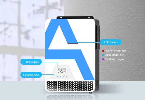 Fonctionnement pratique de l'écran LCD, vous pouvez configurer facilement les paramètres via le panneau LCD pour améliorer les performances de l'onduleur.