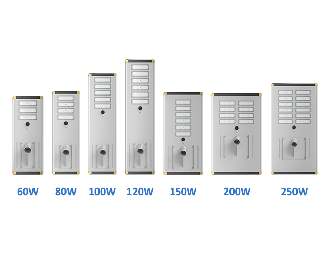 Réverbère solaire tout-en-un 60W 80W 100W 120W 150W 200W 250W